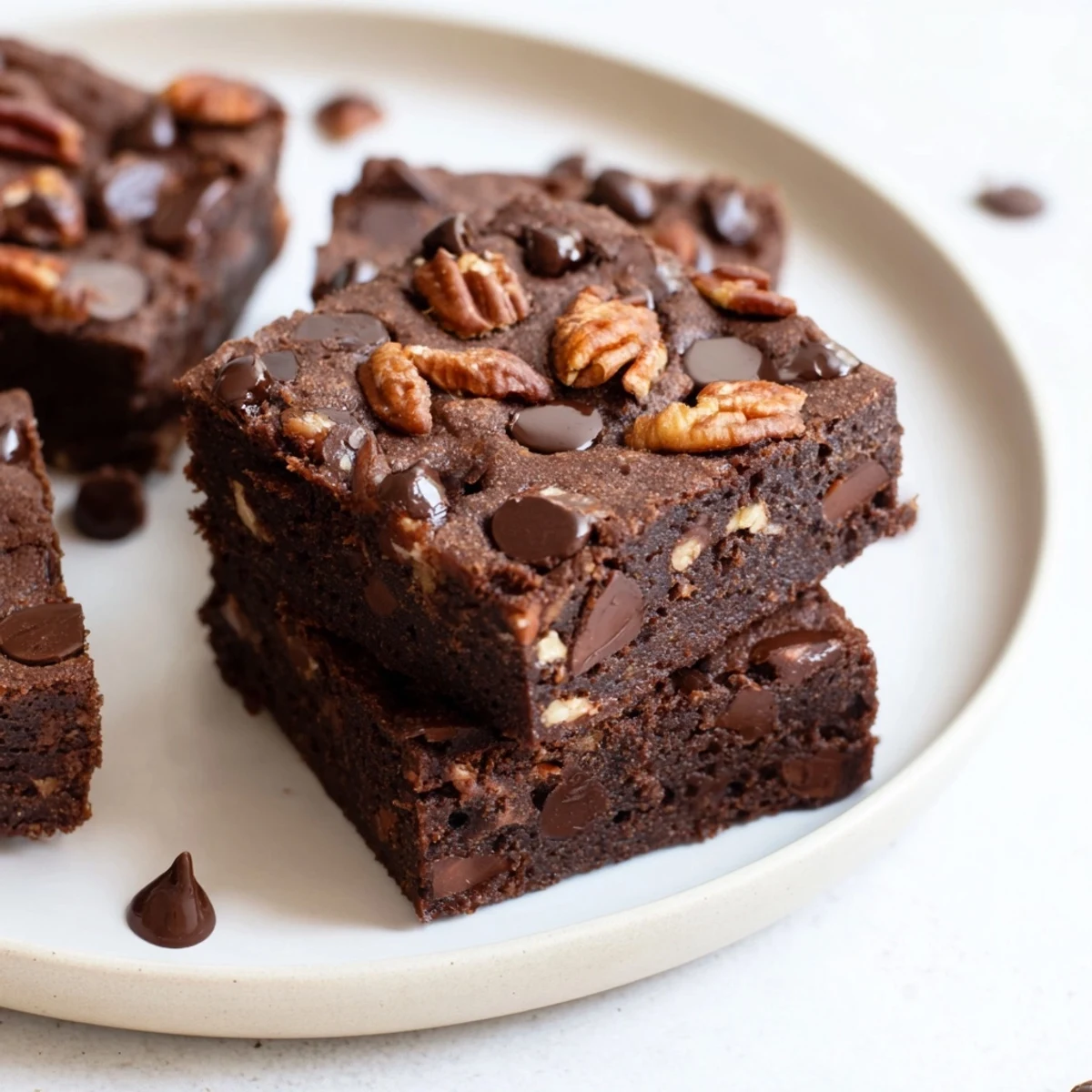 A close-up of Gluten-Free Almond Flour Brownies, showing their moist crumb and nutty flavor.
