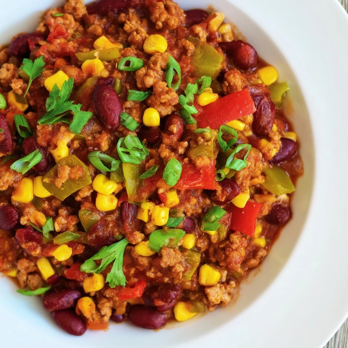 Warm and comforting: a delicious spoonful of turkey chili with kidney beans, perfect for a cold evening.