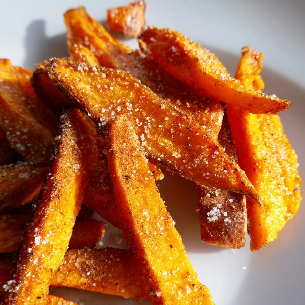 Perfectly seasoned air fryer sweet potato fries tossed in olive oil, ready for dipping in chipotle mayo.