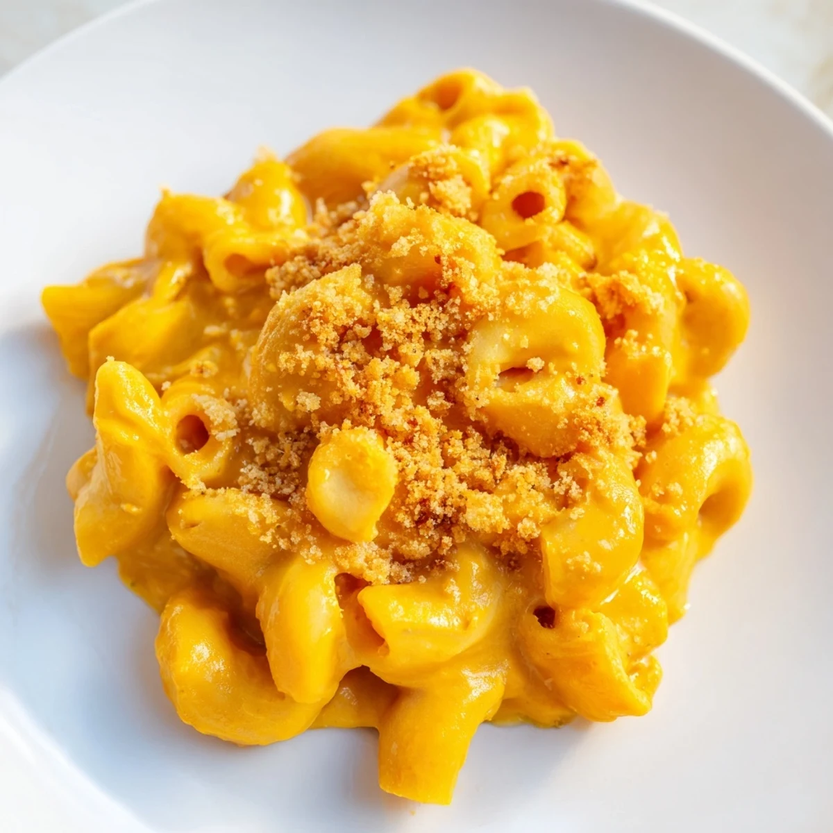 Vegan Butternut Squash Mac and Cheese is plated alongside a crisp green salad, perfect for a cozy American dinner.