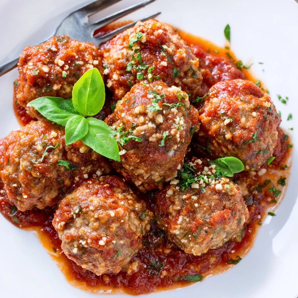 Golden-baked turkey meatballs nestled in a simmering red marinara sauce, ready to be enjoyed with crusty bread or pasta.