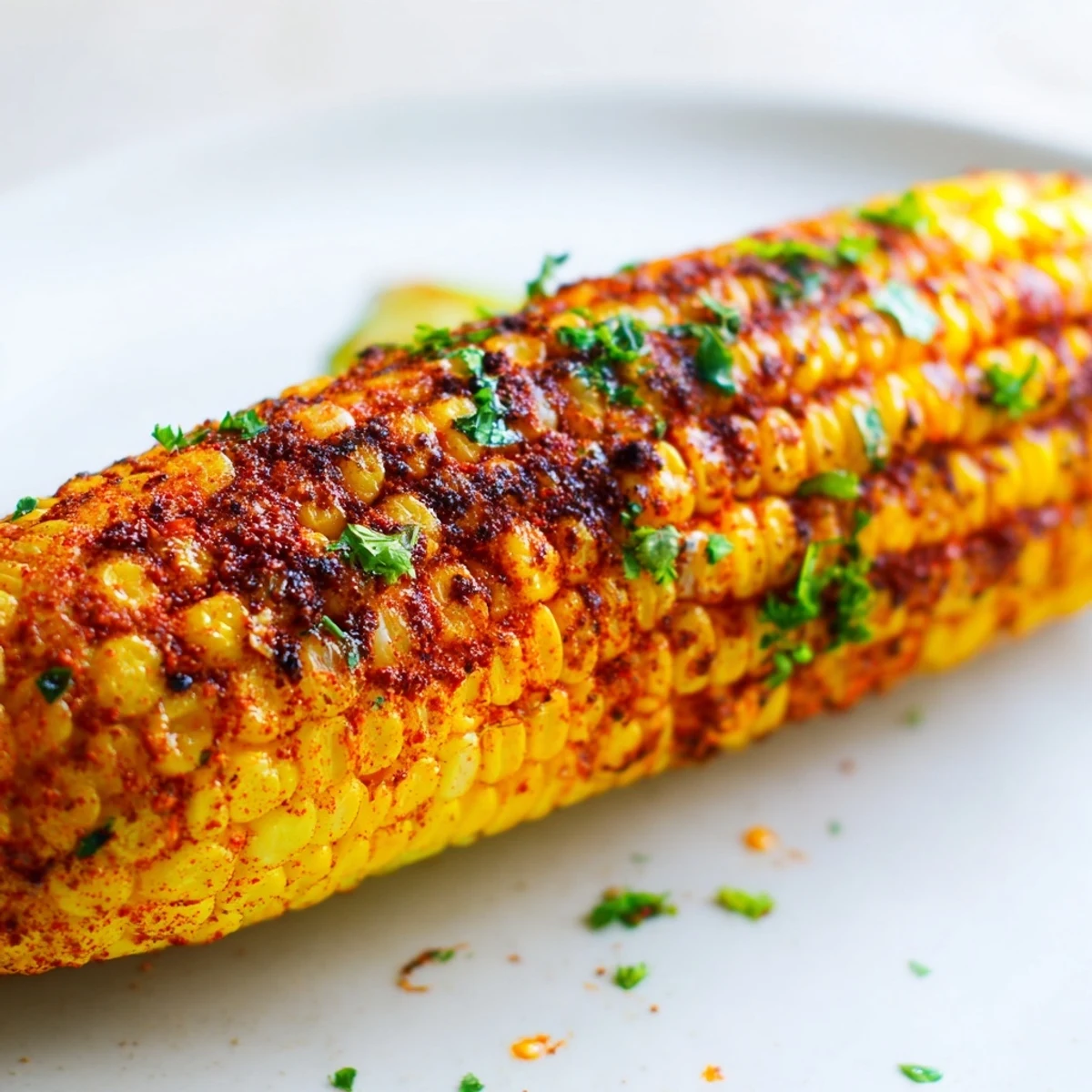 Golden roasted ears of Cajun Spiced Roasted Corn on the cob glisten with melted butter and a vibrant lime wedge garnish.