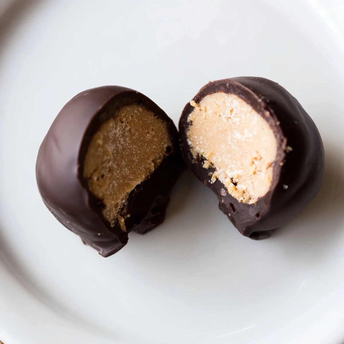 Golden-brown Chocolate Peanut Butter Balls sit on parchment paper, their glossy chocolate shell catching light, ready to be served as a classic homemade treat.