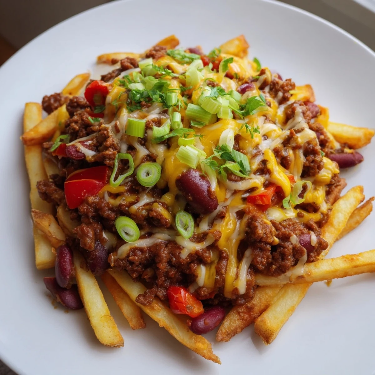 Golden crispy fries loaded with hearty halal beef chili and melted cheddar, ready for game day.