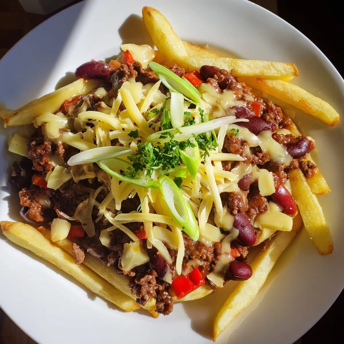 A cheesy skillet of Super Bowl Chili Cheese Fries served with lime wedges for a bright, zesty finish.