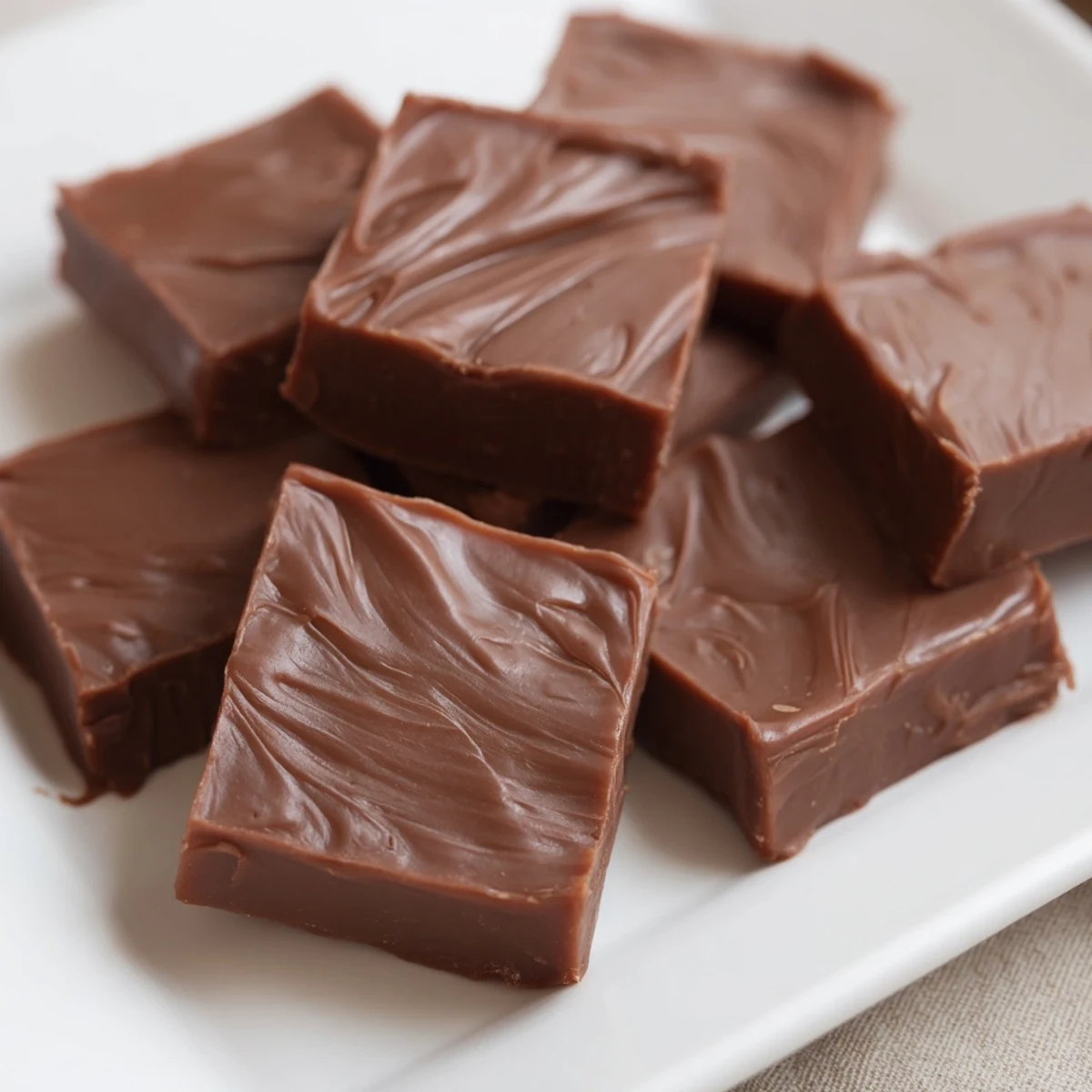 Smooth, creamy Irish Cream Fudge pieces on a white plate, ideal for a family-friendly treat with coffee.
