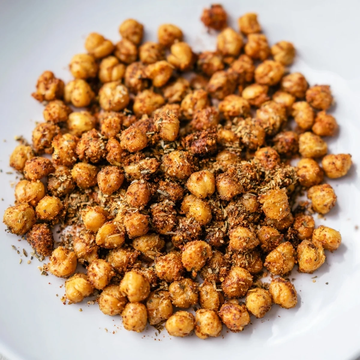 Cajun Spiced Roasted Chickpeas scattered over a vibrant kale salad for a flavorful vegan meal topper.