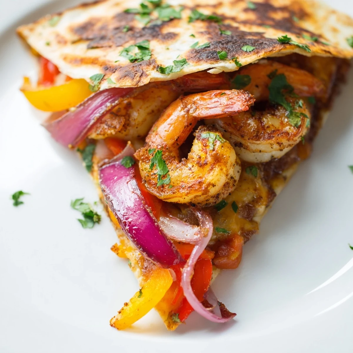The Shrimp Fajita Sheet Pan Quesadillas showcase roasted peppers and tender shrimp tucked into warm tortillas.