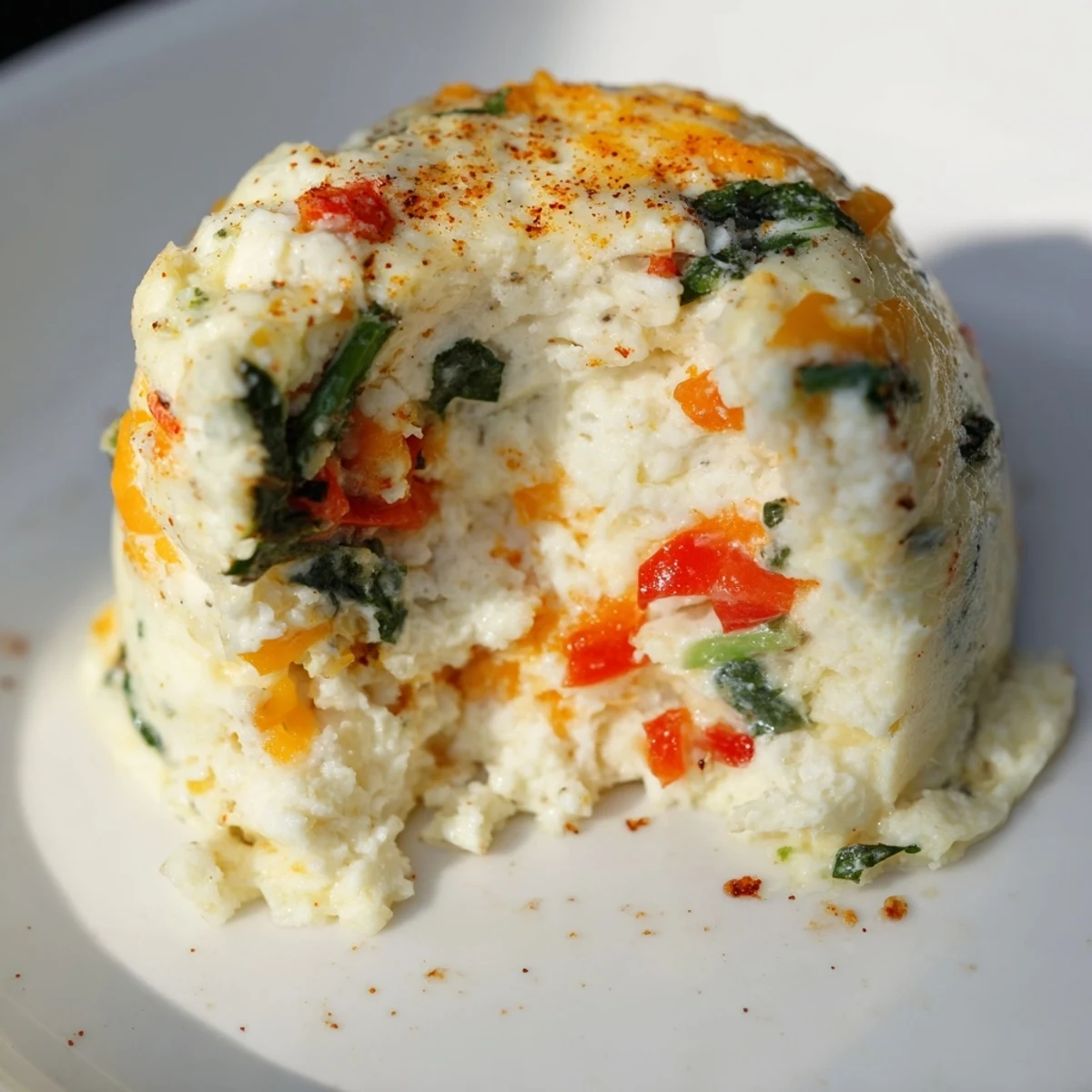 Perfectly portioned Cottage Cheese Egg Bites arranged on a white plate, ready for a healthy, protein-rich breakfast or snack.
