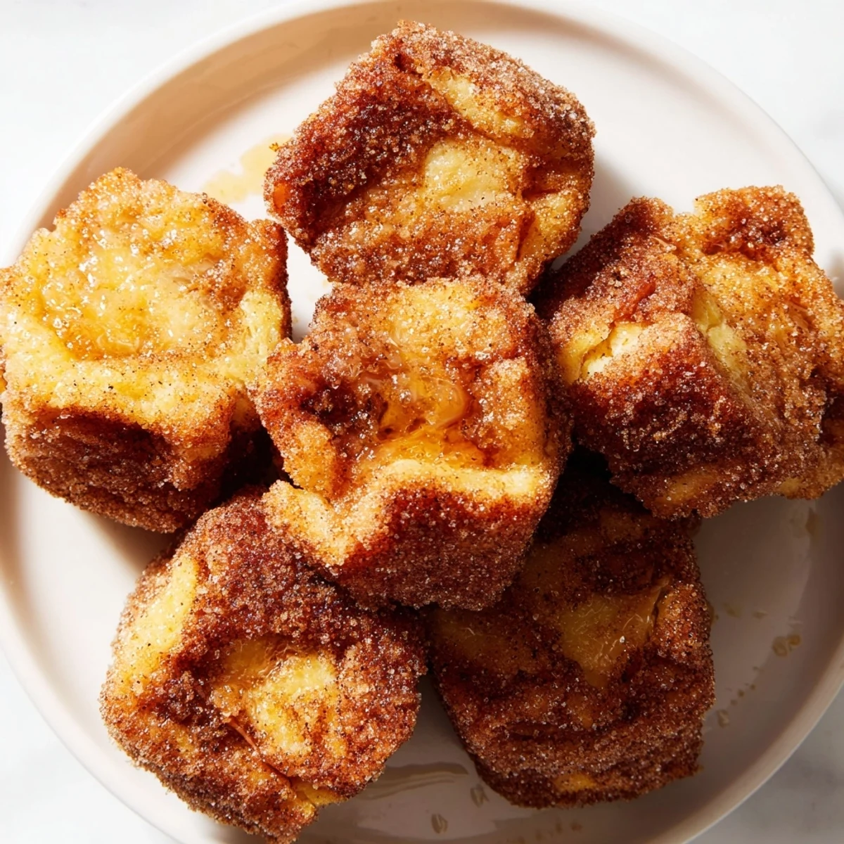 Freshly baked Cinnamon Sugar French Toast Muffins glistening with buttery cinnamon coating, perfect for a cozy breakfast.