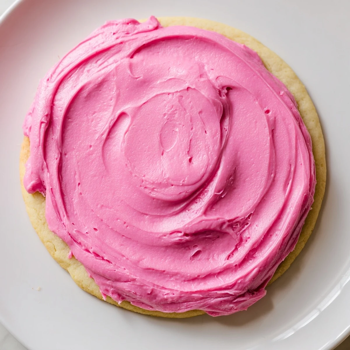 Cooling rack displays Crumbl Pink Sugar Cookies with swirls of fluffy pink frosting and visible sugar crystals.