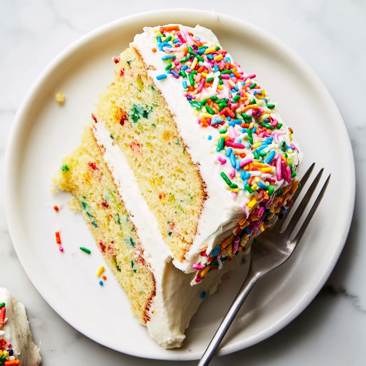 Gluten-Free Funfetti Birthday Cake with moist vanilla layers and vibrant rainbow sprinkles.