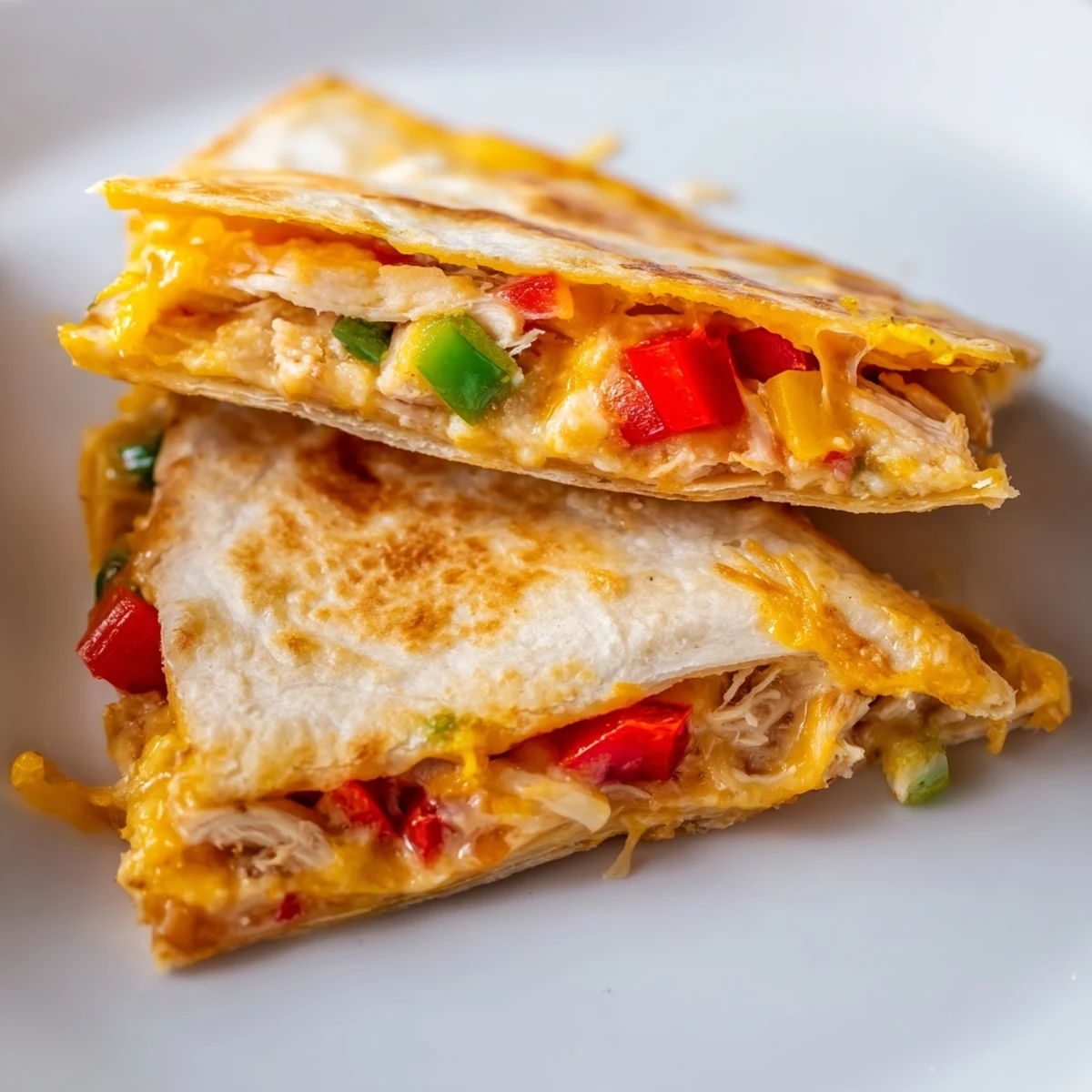 Crispy chicken quesadillas served with salsa guacamole and sour cream