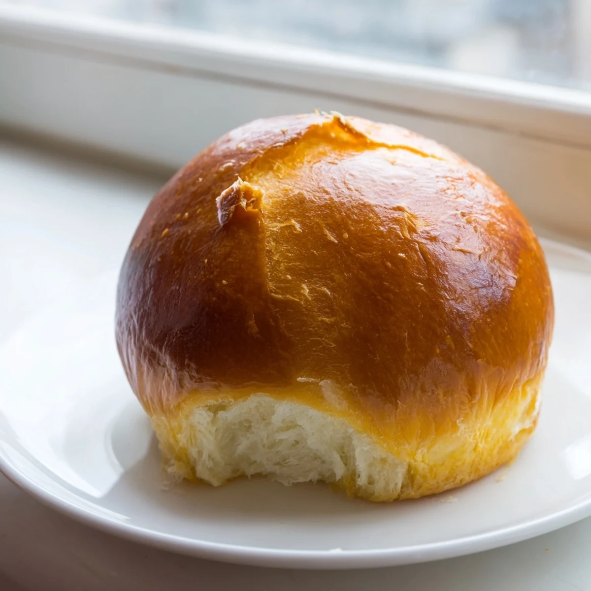 Warm buttery bliss brioche rolls brushed with egg wash ready for dinner table