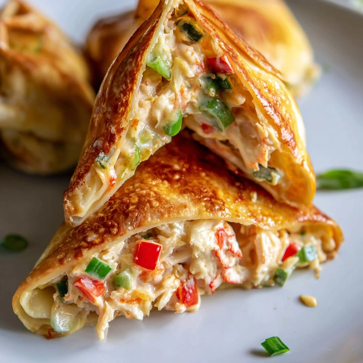 Golden brown crab and shrimp tortilla bombs baked to crispy perfection with melted cheese