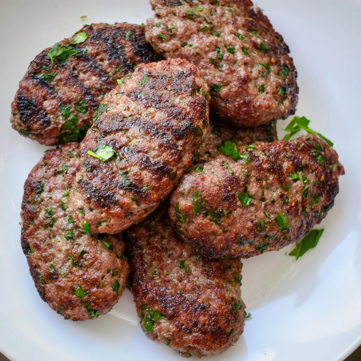 Easy Lebanese kafta arranged on a platter with pita bread, tahini sauce, and bright citrus