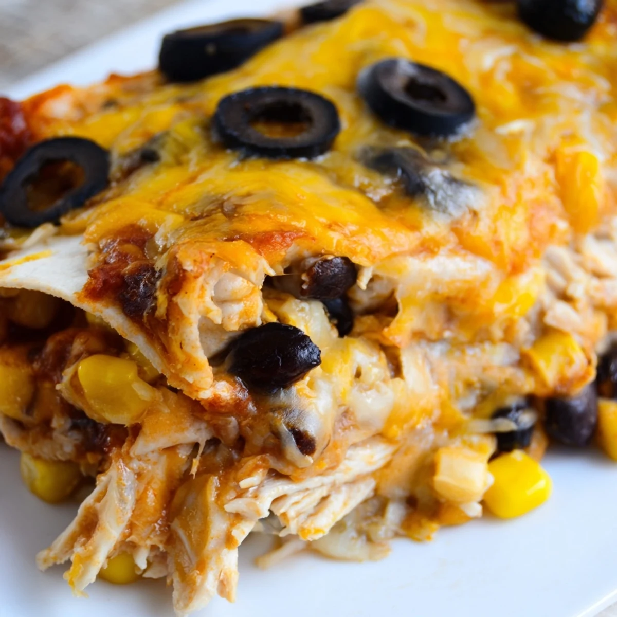 Cheesy Shredded Chicken Enchilada Bake