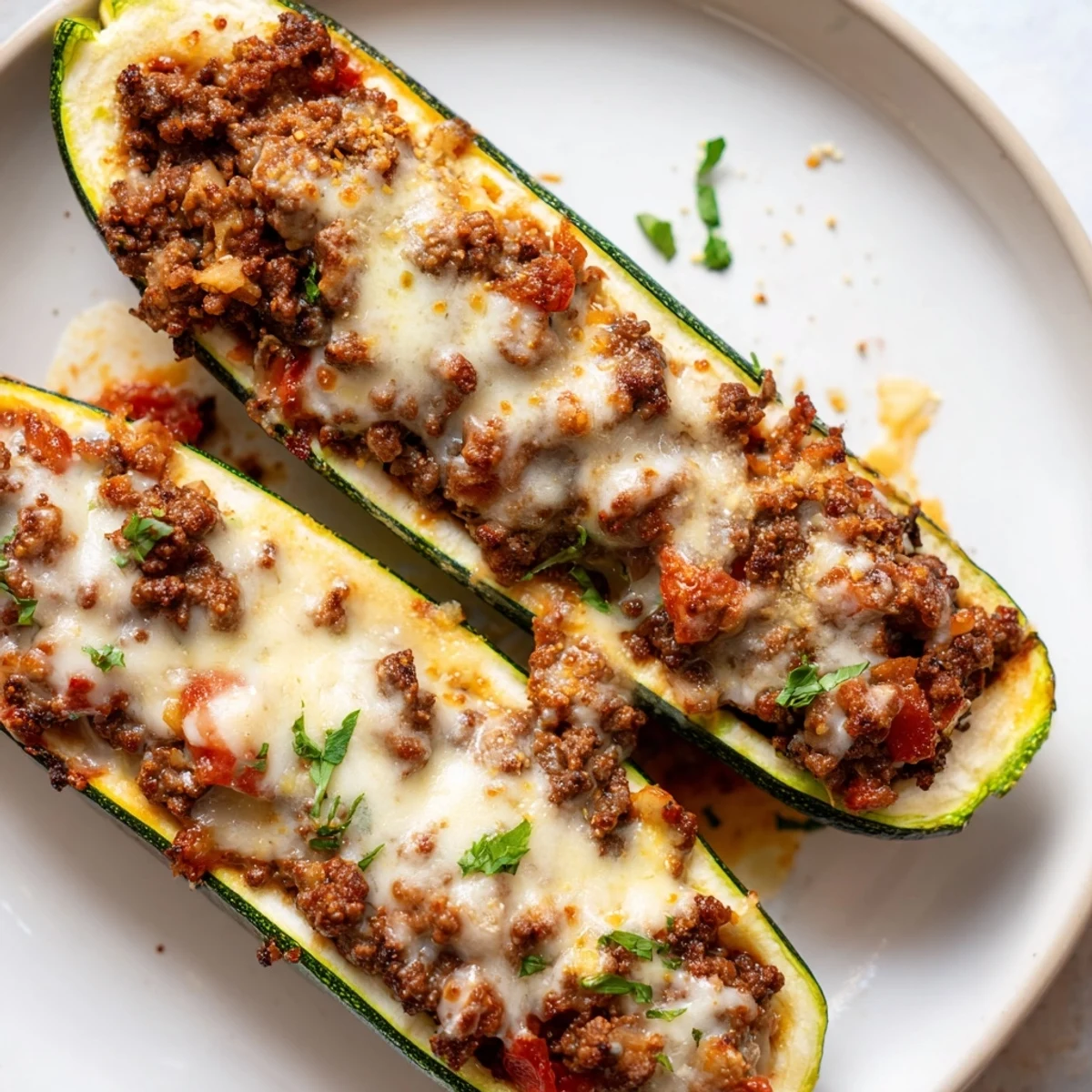 Stuffed Zucchini Boats With Ground Beef