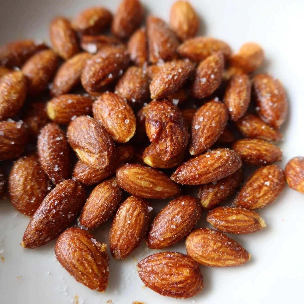 Warm roasted almonds served in a ceramic dish, ideal for everyday healthy snacking.