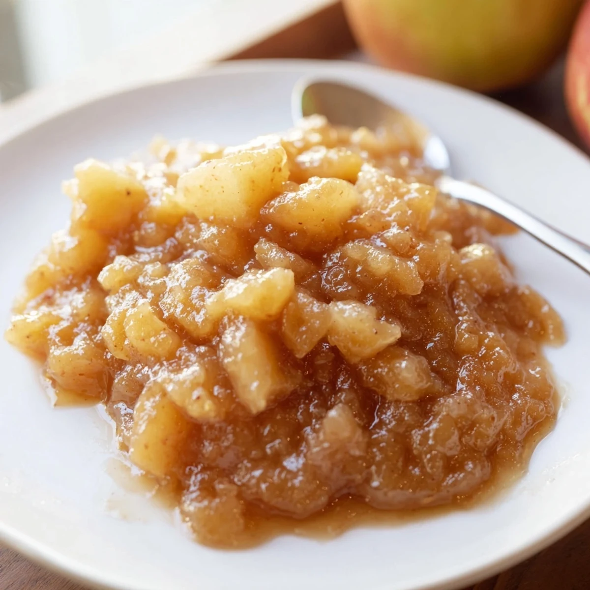 Warm Fall Caramel Apple Jam spooned over toast, sweet caramel aroma lingering