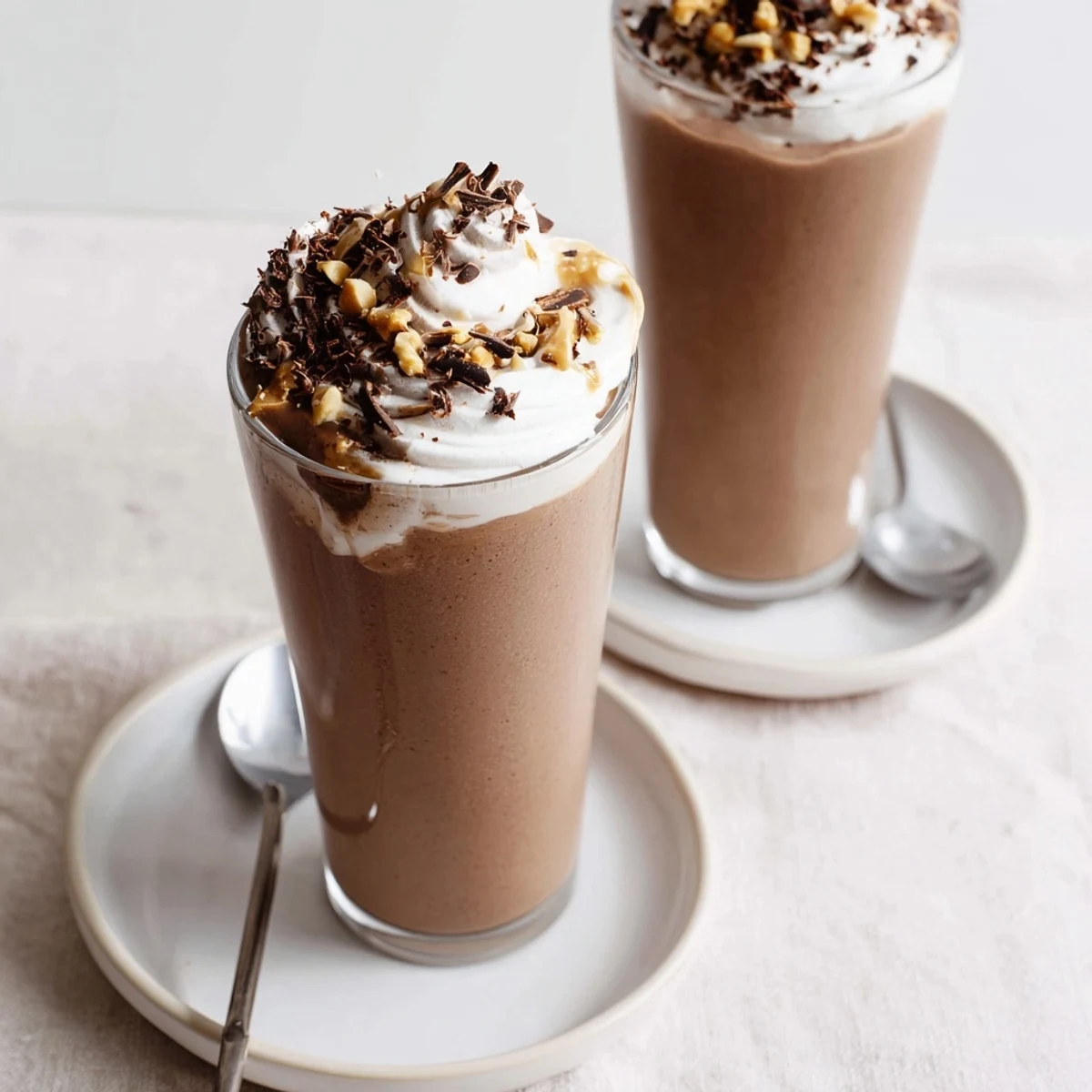 Icy Chocolate Peanut Butter Smoothie with frozen banana, creamy, ready to sip