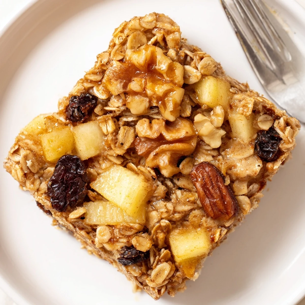 Delicious Apple Cinnamon Oatmeal Bake Recipe For Mornings served warm with creamy yogurt