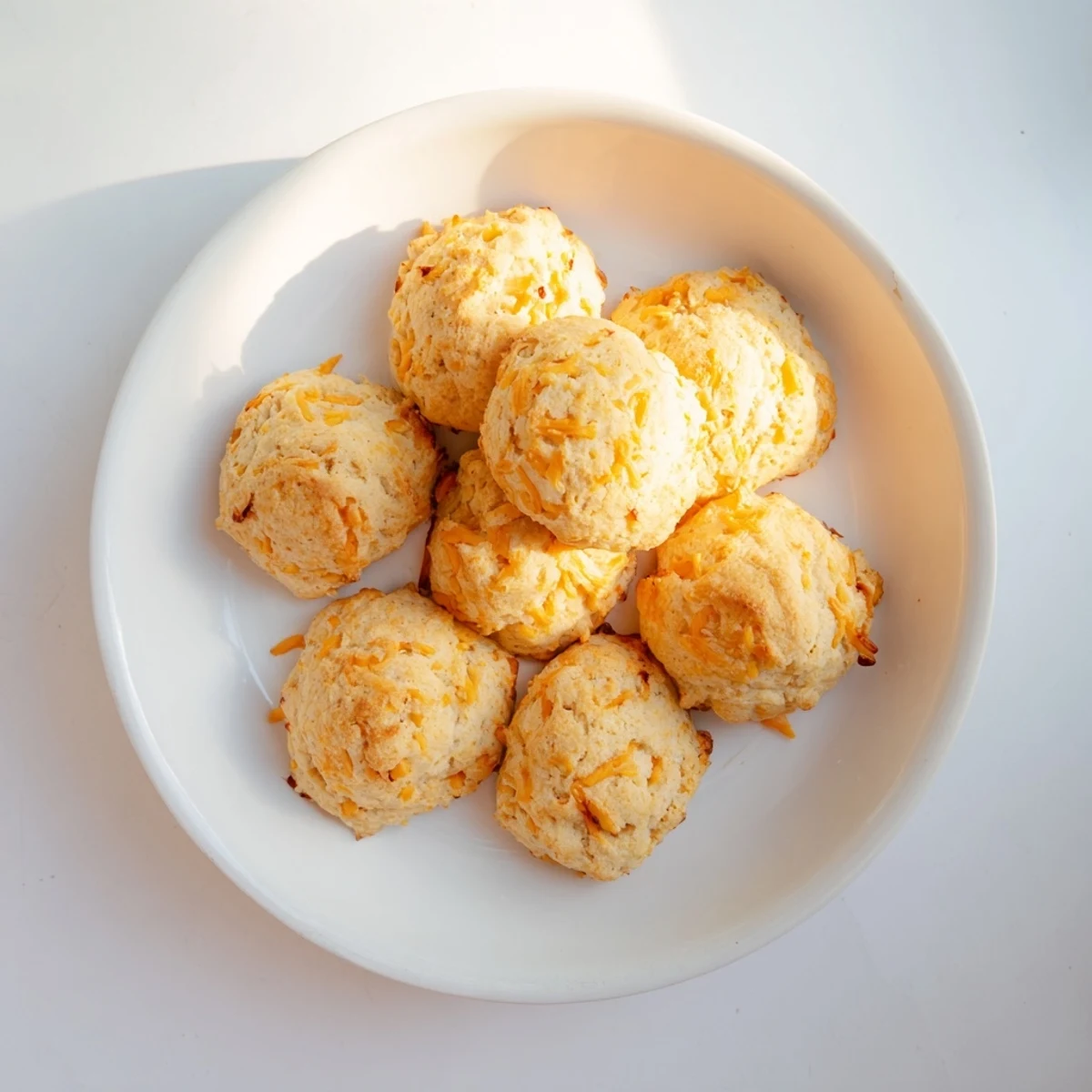 Warm homemade breakfast protein biscuits stacked on a wooden board ready for serving