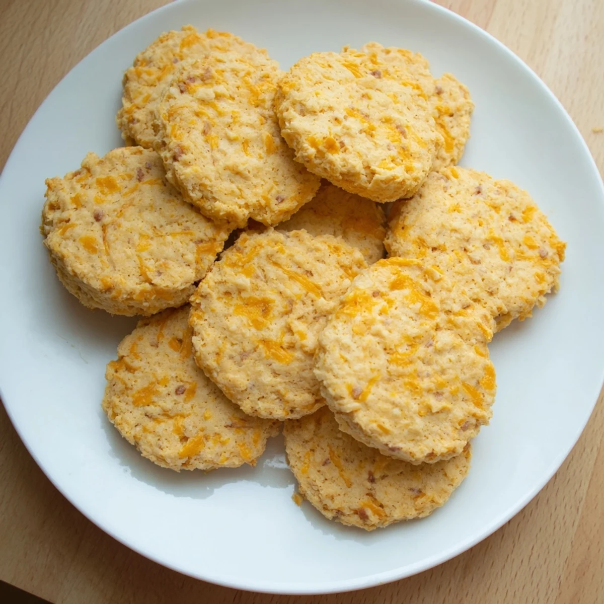 Savory high-protein biscuits split open revealing soft interior and cheesy melted pockets