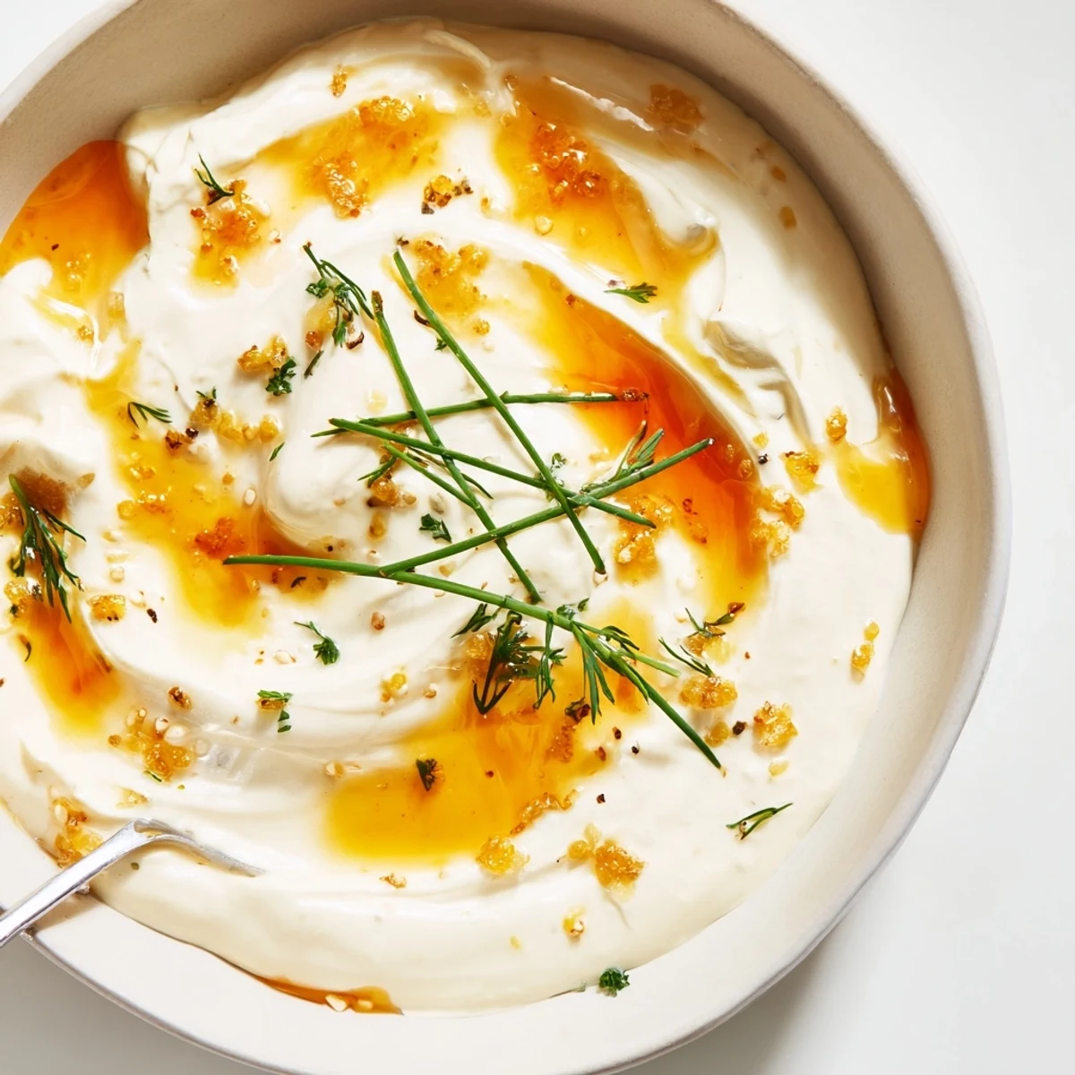Creamy Hot Honey Ranch Dip bursting with tangy herbs, perfect for wings