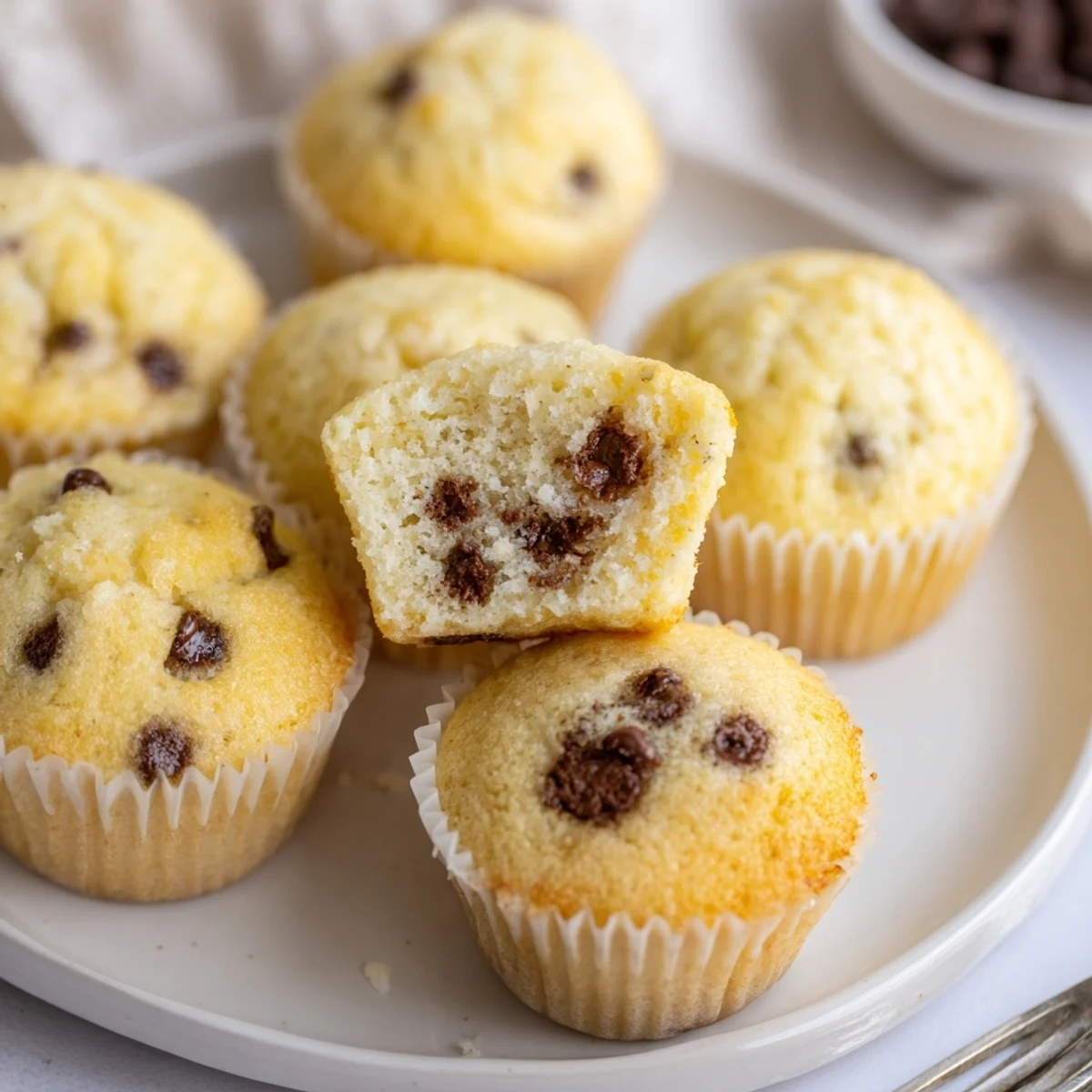 Tray of Little Bites Mini Muffins with melty chocolate chips, golden tops
