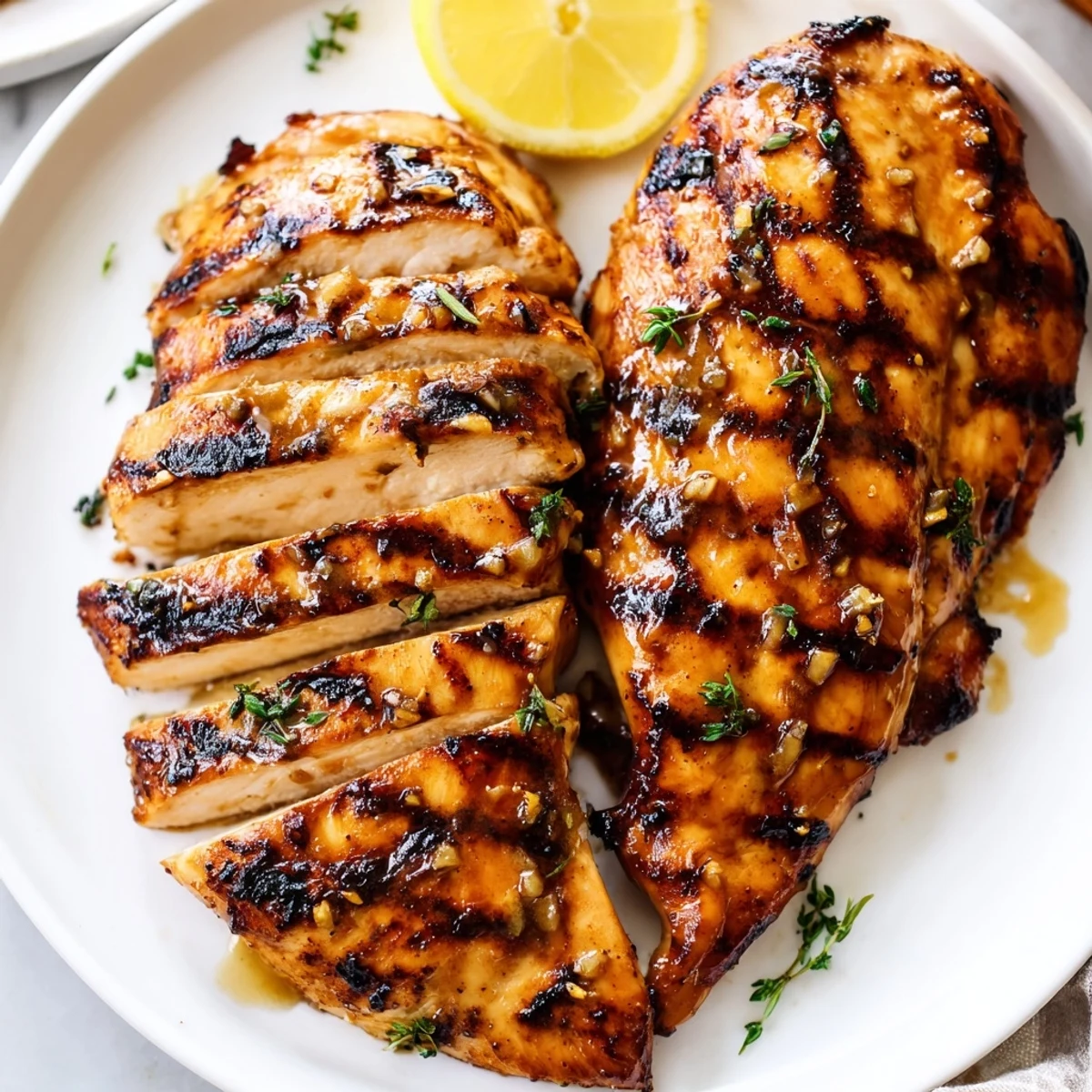 Juicy Maple Dijon Grilled Chicken with caramelized grill marks on a rustic plate