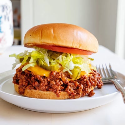 Saucy smash burger sloppy joes piled high on a buttery toasted bun